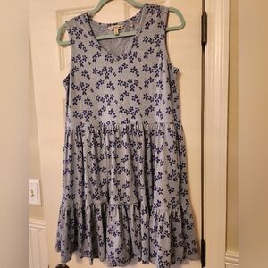 Toad & Co Weathered Blue Floral Marley Tiered Sleeveless Dress Size Medium NWOT